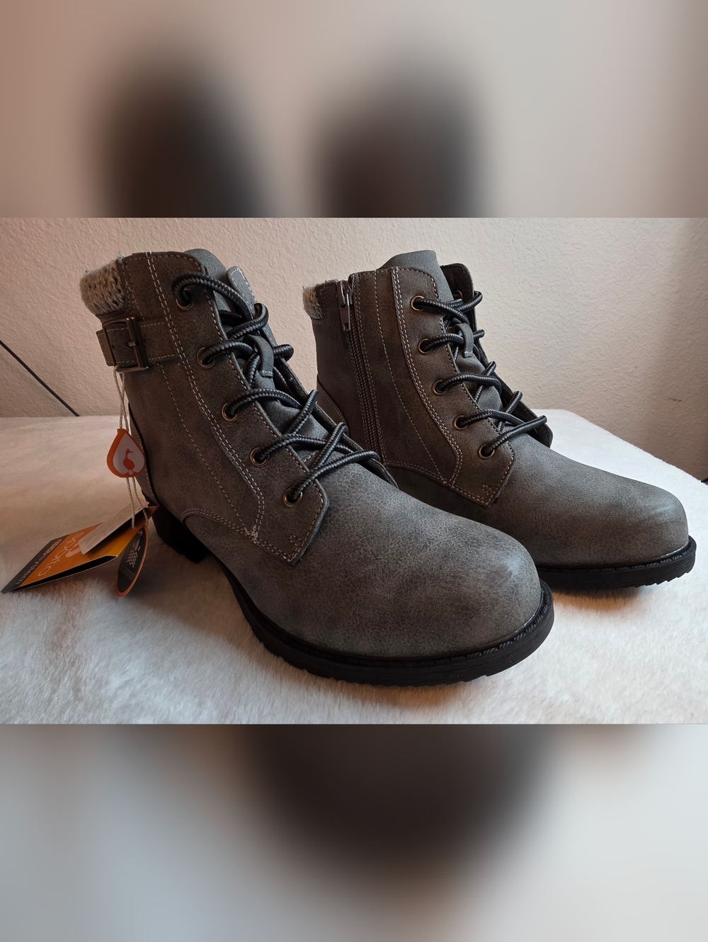 Sporto Lala Grey Winter Boots Women’s Size 8M Lined Lace Up Zip NWT
